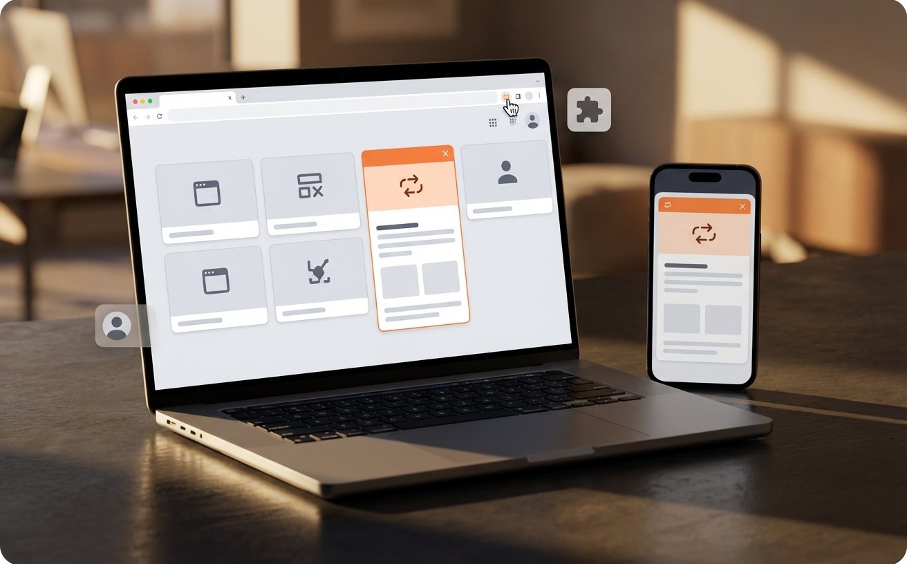 谷歌浏览器多端设备同步功能示意图